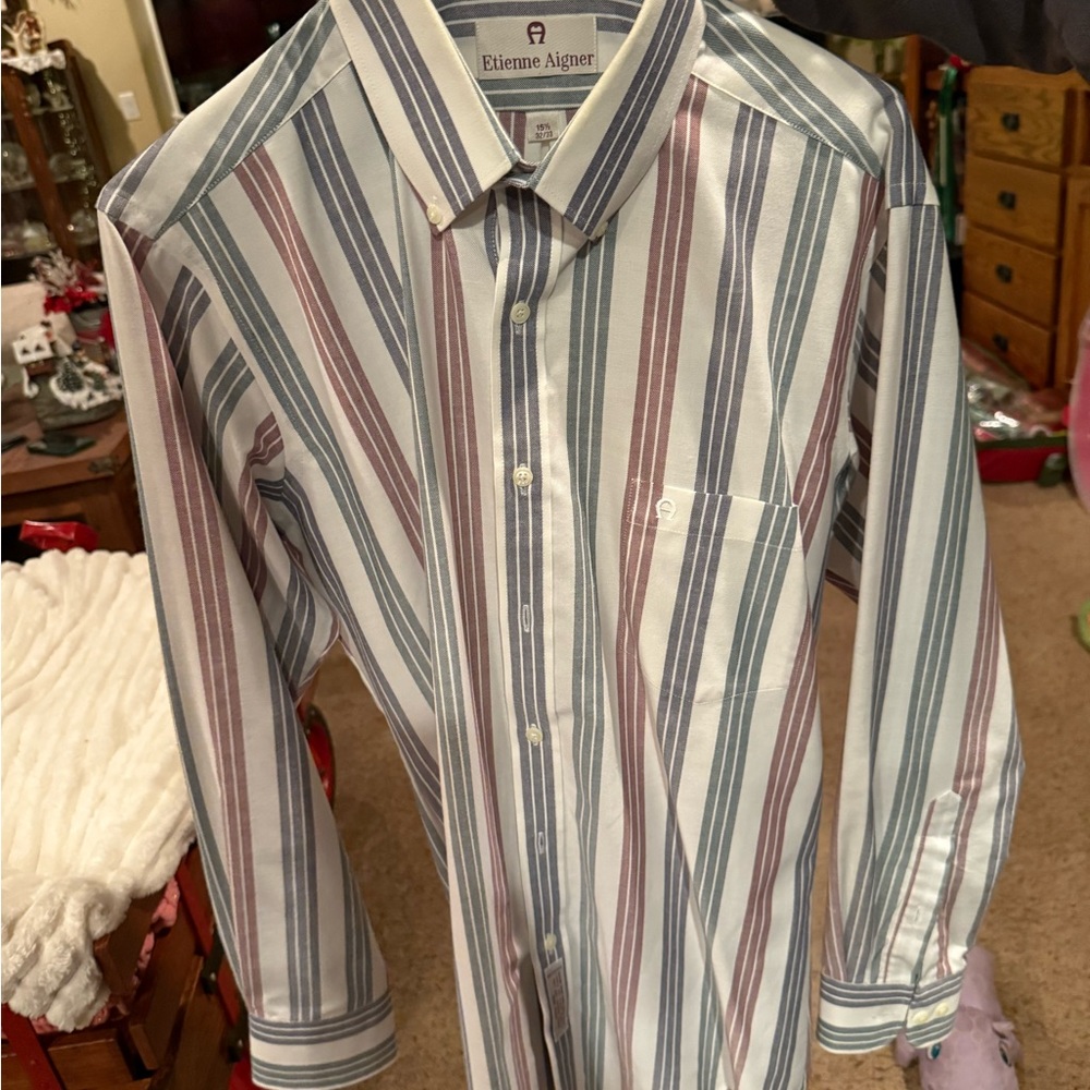 Etienne Aigner Men's Multicolor Striped Button Down
